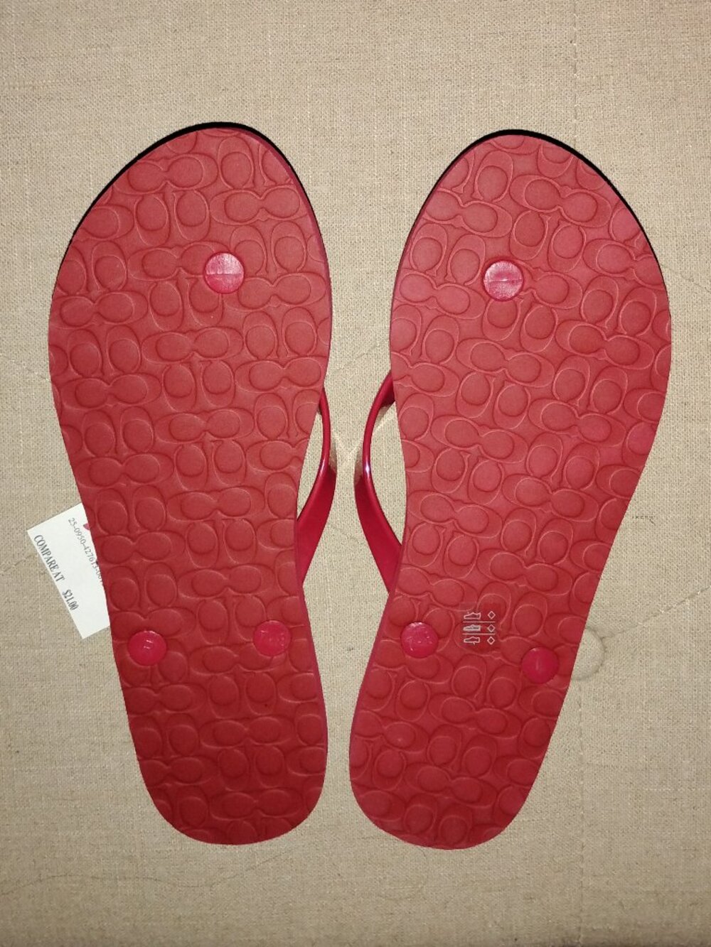 Coach Red Floral Flip Flops - Size 8 - Picture 12 of 13